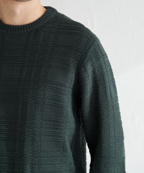 ikka(イッカ)の「ジャカードチェックニット(ニット/セーター・メンズ・オフホワイト/ネイビー/グリーン・XL/L/M/S)」の21枚目の写真