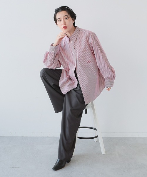 【未使用】RAGEBLUEメッシュシャツ　ニットシャツLグレー RAGEBLUE（レイジブルー）の「メッシュニット&frasl;ストライプ柄シャツ