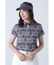 グレンチェックプリント 半袖ポロシャツ (WOMENS)
