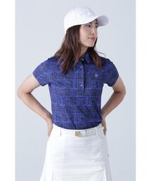 グレンチェックプリント 半袖ポロシャツ (WOMENS)