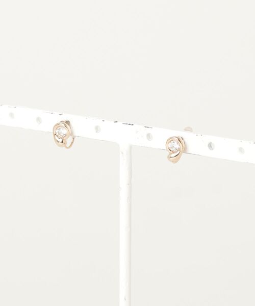 itam（アイタム）の「【itam】アイタム/ ニュアンスメタル 1粒キュービックジルコニア ノンホールピアス　/金属アレルギー対応イヤリング（イヤリング・レディース・ゴールド/ピンクゴールド・FREE）」の4枚目の写真