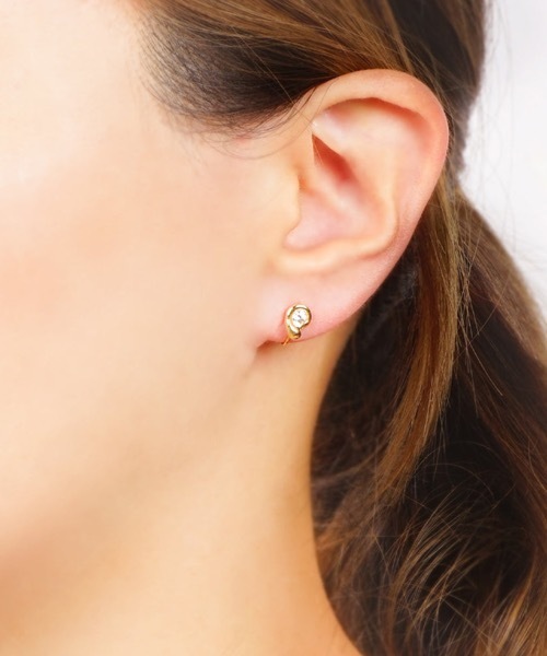 itam（アイタム）の「【itam】アイタム/ ニュアンスメタル 1粒キュービックジルコニア ノンホールピアス　/金属アレルギー対応イヤリング（イヤリング・レディース・ゴールド/ピンクゴールド・FREE）」の6枚目の写真