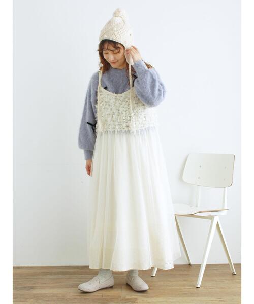 Samansa Mos2（サマンサ モスモス）の「リボンチュールキャミワンピース（ワンピース・レディース・ブルー/キナリ/ブラック・F）」の2枚目の写真