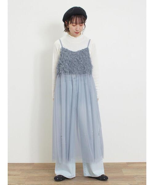 Samansa Mos2（サマンサ モスモス）の「リボンチュールキャミワンピース（ワンピース・レディース・ブルー/キナリ/ブラック・F）」の5枚目の写真