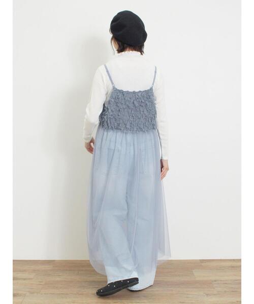 Samansa Mos2（サマンサ モスモス）の「リボンチュールキャミワンピース（ワンピース・レディース・ブルー/キナリ/ブラック・F）」の6枚目の写真