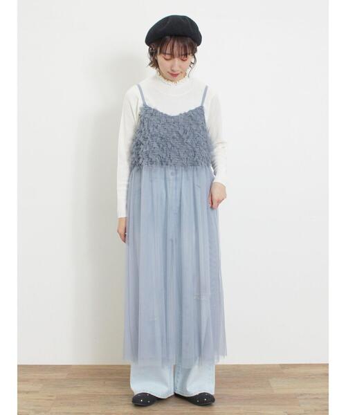 Samansa Mos2（サマンサ モスモス）の「リボンチュールキャミワンピース（ワンピース・レディース・ブルー/キナリ/ブラック・F）」の7枚目の写真