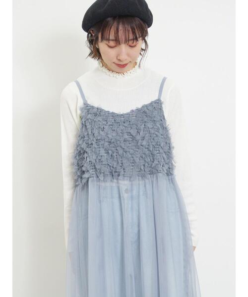 Samansa Mos2（サマンサ モスモス）の「リボンチュールキャミワンピース（ワンピース・レディース・ブルー/キナリ/ブラック・F）」の9枚目の写真