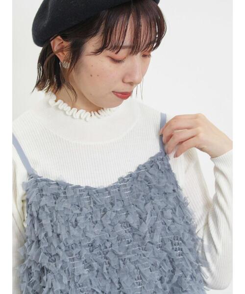 Samansa Mos2（サマンサ モスモス）の「リボンチュールキャミワンピース（ワンピース・レディース・ブルー/キナリ/ブラック・F）」の10枚目の写真