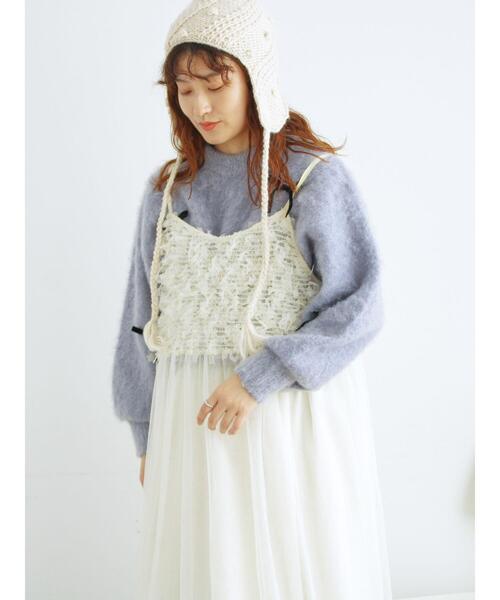 Samansa Mos2（サマンサ モスモス）の「リボンチュールキャミワンピース（ワンピース・レディース・ブルー/キナリ/ブラック・F）」の22枚目の写真