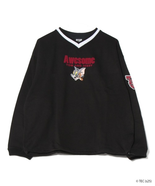 adrer！Tom and Jerry 黒トレーナー XS トムトジェリー TOM and JERRY 裏起毛 オーバーサイズ