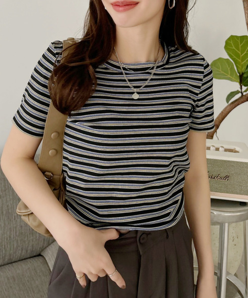 Good Riddance(グッドリダンス)の「【Good Riddance】バックウエストオープン ボーダー コンパクトトップス(Tシャツ/カットソー・レディース・グリーン/ブラウン/ホワイト/ブラック・FREE)」の21枚目の写真