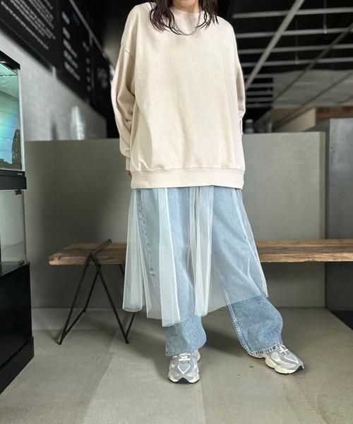 Kotoe（コトエ）の「シースルー レイヤード シンプルロングスカート（スカート・レディース・ブラック/ホワイト・FREE）」の12枚目の写真