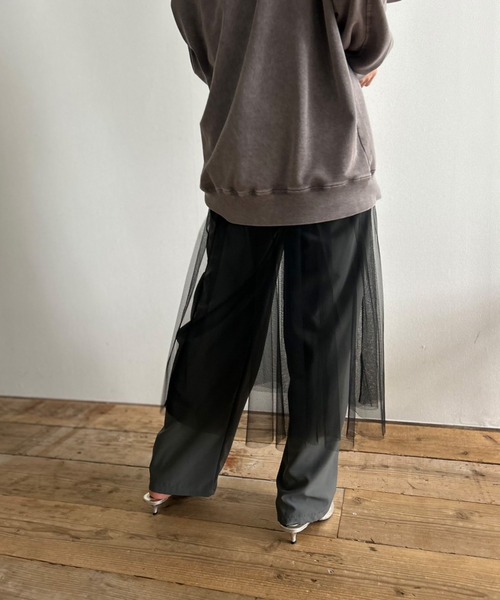 Kotoe（コトエ）の「シースルー レイヤード シンプルロングスカート（スカート・レディース・ブラック/ホワイト・FREE）」の4枚目の写真