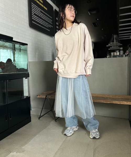 Kotoe（コトエ）の「シースルー レイヤード シンプルロングスカート（スカート・レディース・ブラック/ホワイト・FREE）」の15枚目の写真