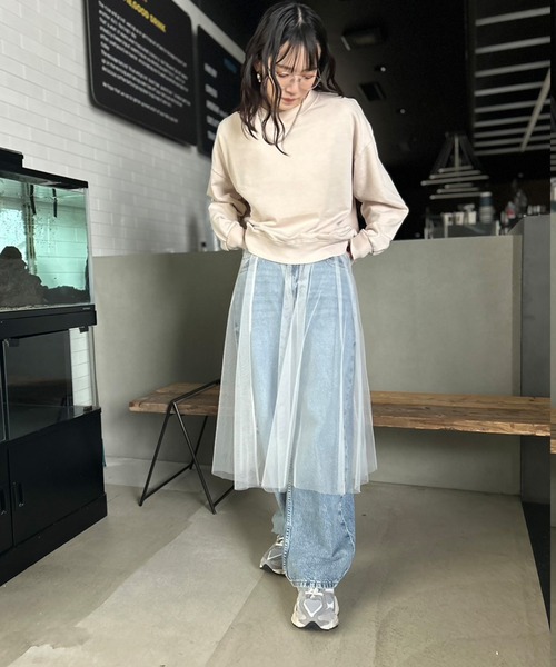 Kotoe（コトエ）の「シースルー レイヤード シンプルロングスカート（スカート・レディース・ブラック/ホワイト・FREE）」の16枚目の写真