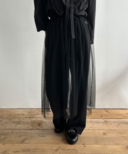 Kotoe（コトエ）の「シースルー レイヤード シンプルロングスカート（スカート・レディース・ブラック/ホワイト・FREE）」の8枚目の写真