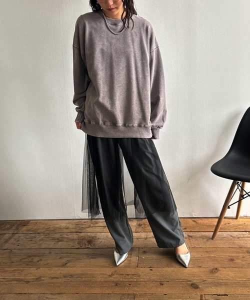 Kotoe（コトエ）の「シースルー レイヤード シンプルロングスカート（スカート・レディース・ブラック/ホワイト・FREE）」の5枚目の写真