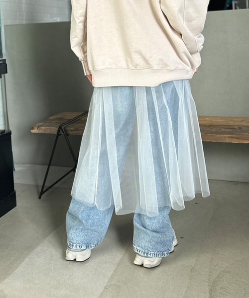 Kotoe（コトエ）の「シースルー レイヤード シンプルロングスカート（スカート・レディース・ブラック/ホワイト・FREE）」の19枚目の写真