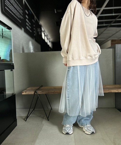 Kotoe（コトエ）の「シースルー レイヤード シンプルロングスカート（スカート・レディース・ブラック/ホワイト・FREE）」の13枚目の写真