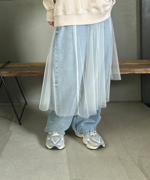 Kotoe（コトエ）の「シースルー レイヤード シンプルロングスカート（スカート・レディース・ブラック/ホワイト・FREE）」の11枚目の写真