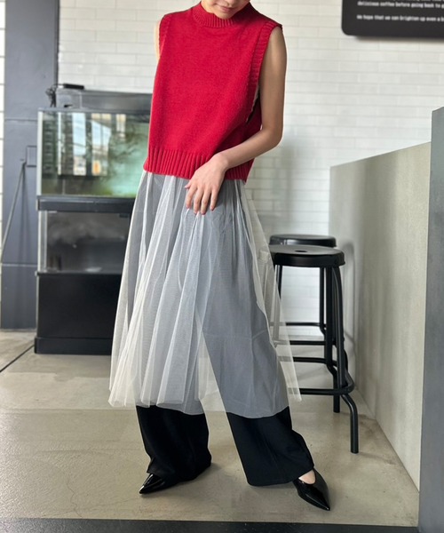 Kotoe（コトエ）の「シースルー レイヤード シンプルロングスカート（スカート・レディース・ブラック/ホワイト・FREE）」の22枚目の写真