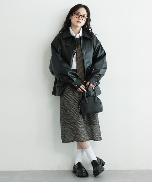 RAGEBLUE（レイジブルー）の「＜選べるミディ＆ロング丈＞バイアスチェックシアースカート（スカート・レディース・ダークグリーン/ブルー・MEDIUM/LARGE）」の3枚目の写真