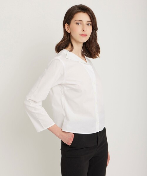 agnes b.（アニエスベー）の「【Outlet】コットンポプリン 七分袖 ブラウス "Zeline"（シャツ/ブラウス・レディース・ホワイト・40/38/36）」の3枚目の写真