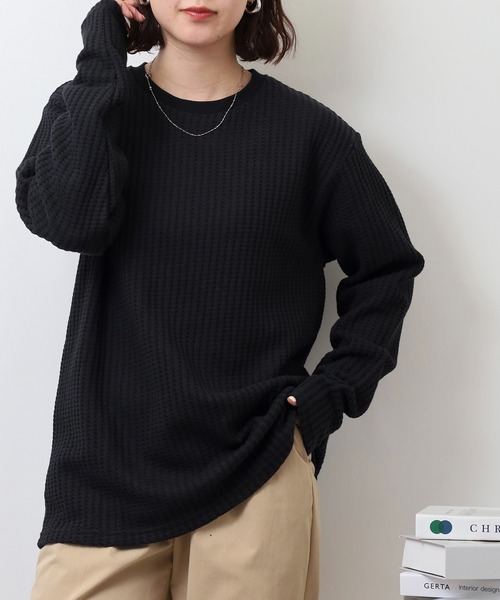 【USED】EVISU_ワッフル_ロングスリーブTシャツ_ブラック_サイズ42 セール】MMMM ワッフルロングスリーブ(Tシャツ/カットソー