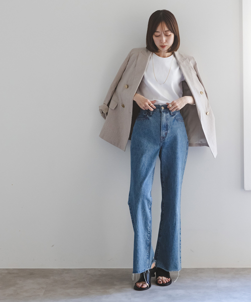 Noble(ノーブル)の「《追加》スビンコットンスムースコンパクトTシャツ(Tシャツ/カットソー・レディース・ブラック/ホワイト/ネイビー/ピンク・FREE)」の9枚目の写真