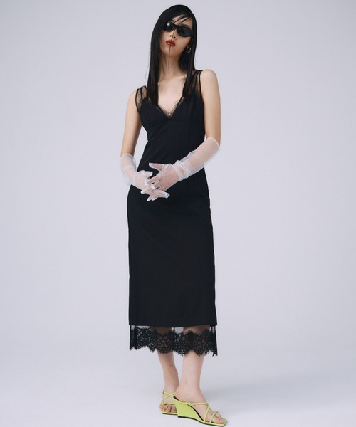 JOSE MOON(ジョゼムーン)の「SHEER LAYERED CAMIDRESS/シアーレイヤードキャミドレス(ワンピース・レディース・ブラック/グレー・FREE)」の2枚目の写真