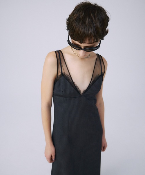 JOSE MOON(ジョゼムーン)の「SHEER LAYERED CAMIDRESS/シアーレイヤードキャミドレス(ワンピース・レディース・ブラック/グレー・FREE)」の8枚目の写真