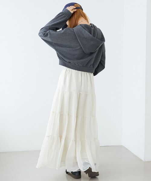 MAJESTIC LEGON（マジェスティックレゴン）の「ショート丈裏毛ジップパーカー（パーカー・レディース・アイボリー/グレー/チャコールグレー・MEDIUM）」の13枚目の写真