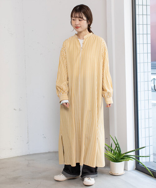 POU DOU DOU（プードゥドゥ）の「バンドカラープルオーバーワンピース（ワンピース・レディース・イエロー/ブルー/オフホワイト・M）」の14枚目の写真