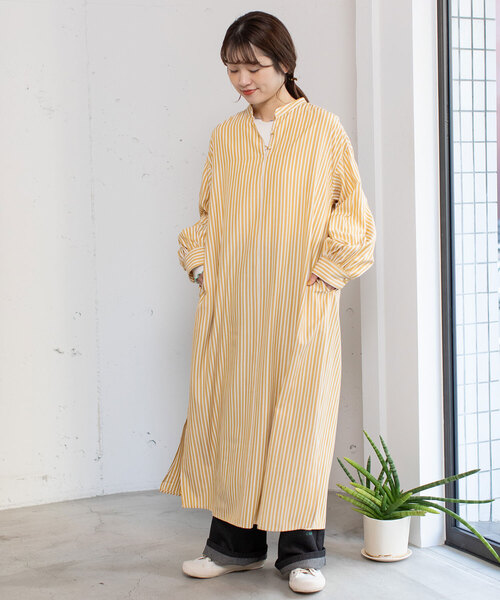 POU DOU DOU（プードゥドゥ）の「バンドカラープルオーバーワンピース（ワンピース・レディース・イエロー/ブルー/オフホワイト・M）」の15枚目の写真