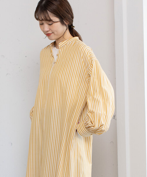 POU DOU DOU（プードゥドゥ）の「バンドカラープルオーバーワンピース（ワンピース・レディース・イエロー/ブルー/オフホワイト・M）」の18枚目の写真