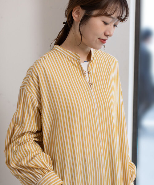 POU DOU DOU（プードゥドゥ）の「バンドカラープルオーバーワンピース（ワンピース・レディース・イエロー/ブルー/オフホワイト・M）」の21枚目の写真