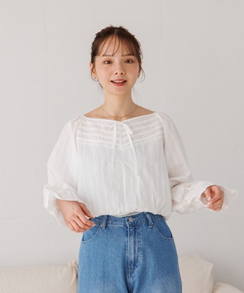 flower（フラワー）の「レースバルーントップ（シャツ/ブラウス・レディース・ホワイト/ブルー・FREE）」の17枚目の写真