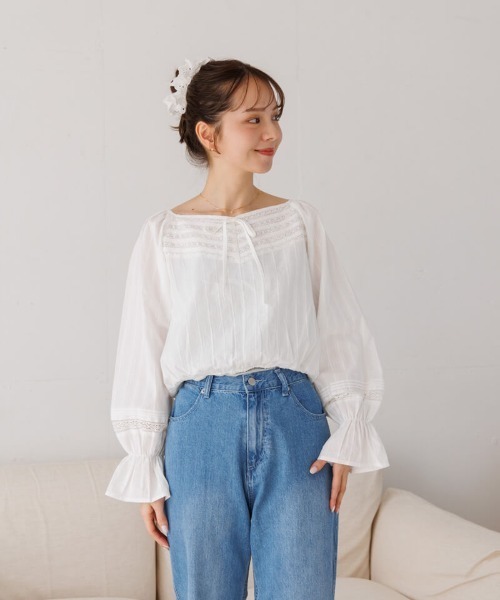 flower（フラワー）の「レースバルーントップ（シャツ/ブラウス・レディース・ホワイト/ブルー・FREE）」の18枚目の写真