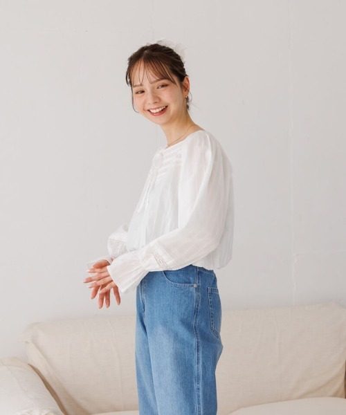 flower（フラワー）の「レースバルーントップ（シャツ/ブラウス・レディース・ホワイト/ブルー・FREE）」の19枚目の写真