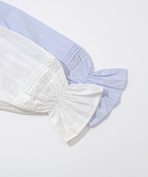 flower（フラワー）の「レースバルーントップ（シャツ/ブラウス・レディース・ホワイト/ブルー・FREE）」の3枚目の写真