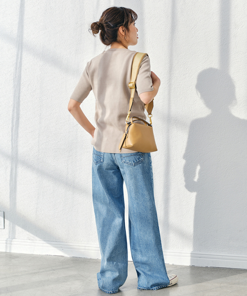 Spick & Span（スピックアンドスパン）の「《追加》手洗い可 / コットンスムースコンパクトTシャツ（ニット/セーター・レディース・ベージュ/ネイビー/ホワイト・FREE）」の11枚目の写真