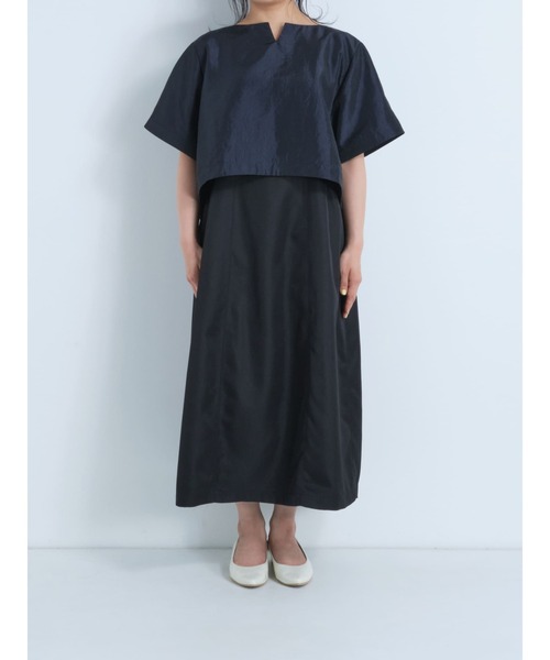 COHINA（コヒナ）の「クロススリットコクーンスカートセット 【低身長・小柄女性】（ワンピース・レディース・ネイビー・XS/S）」の3枚目の写真