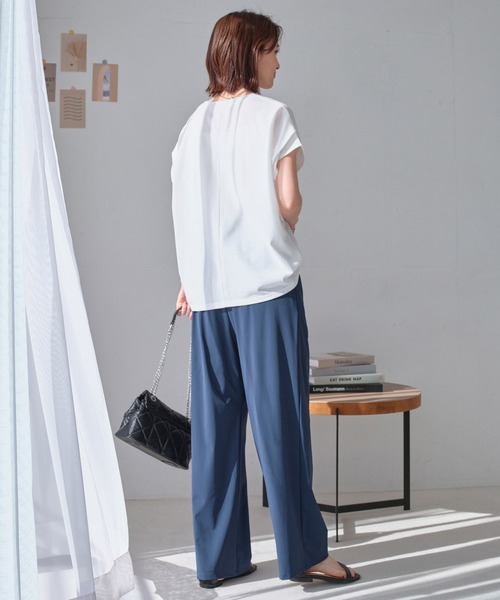 Viola e Viola(ヴィオラエヴィオラ)の「さらテロ楽ちんストレートパンツ(ショート丈)(その他パンツ・レディース・ブラック/カーキ/ダークブルー/ネイビー・4L/LL/L/M/5L/3L)」の20枚目の写真