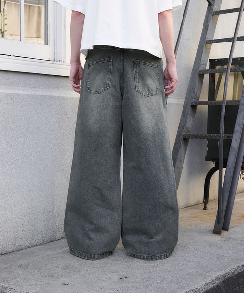 Regen Glanz wide baggy denim pants/ブラック Regen Glanz ジーンズ wide baggy slub denim pants/ワイド