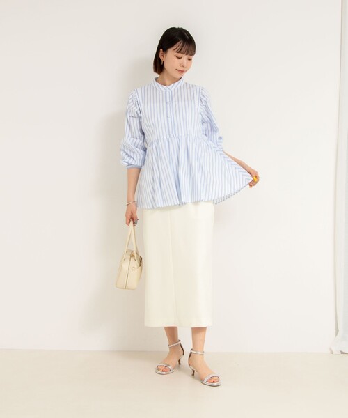 直営ショッパー付♪CELINE シルクジョーゼット ミディスカート セール】 【セットアップ／手洗い可】カットジョーゼットタイト