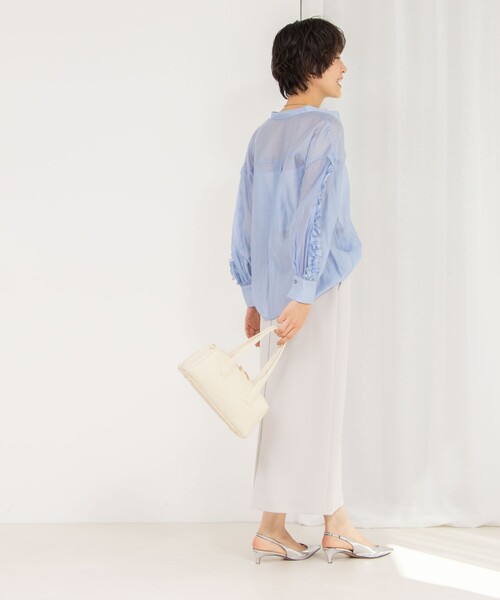 NOLLEY’S（ノーリーズ）の「《セットアップ対応》ウォッシャブルニットジョーゼットタイトミディスカート（スカート・レディース・ブラック/オフホワイト/グレイッシュベージュ・34/36/38/40）」の18枚目の写真