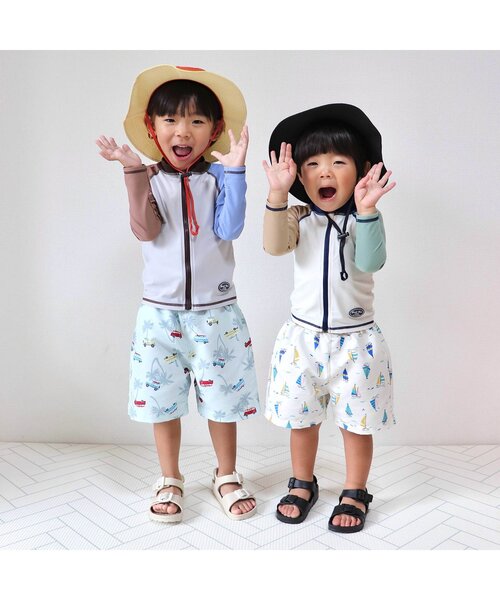 apres les cours（アプレレクール）の「バイカラーラッシュガード（ラッシュガード・キッズ・アイボリー/ライトグレー・80/90/100/110/120/130）」の13枚目の写真