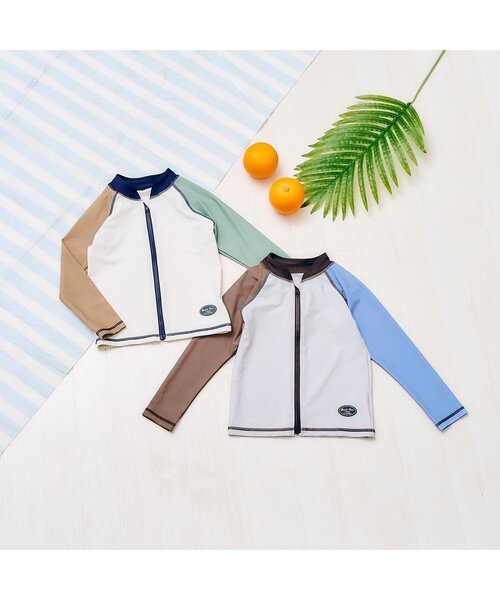 apres les cours（アプレレクール）の「バイカラーラッシュガード（ラッシュガード・キッズ・アイボリー/ライトグレー・80/90/100/110/120/130）」の14枚目の写真