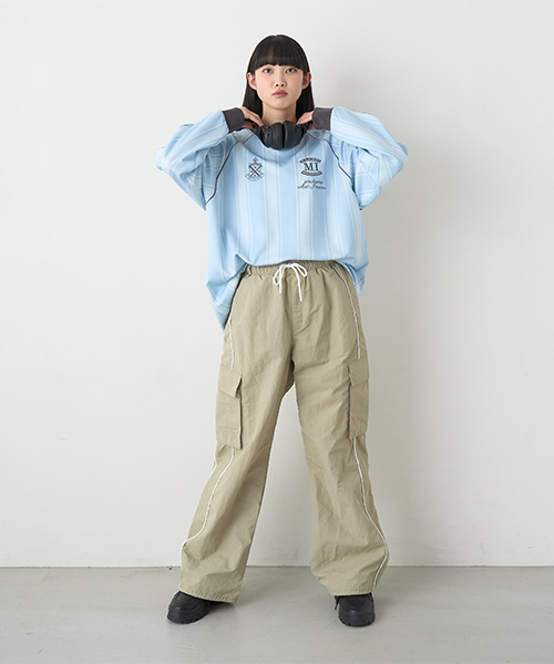Mi-je（ミジェ）の「サイドラインカーゴパンツ【韓国ファッション】（その他パンツ・レディース・ピンク/ライトグレー/カーキ・M/S）」の8枚目の写真