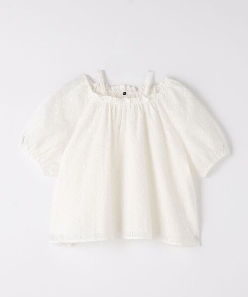 green label relaxing（グリーンレーベルリラクシング）の「バルーンスリーブ ブラウス  / キッズ  100cm-130cm（シャツ/ブラウス・キッズ・ライム/オフホワイト・120cm/110cm/130cm/100cm）」の2枚目の写真